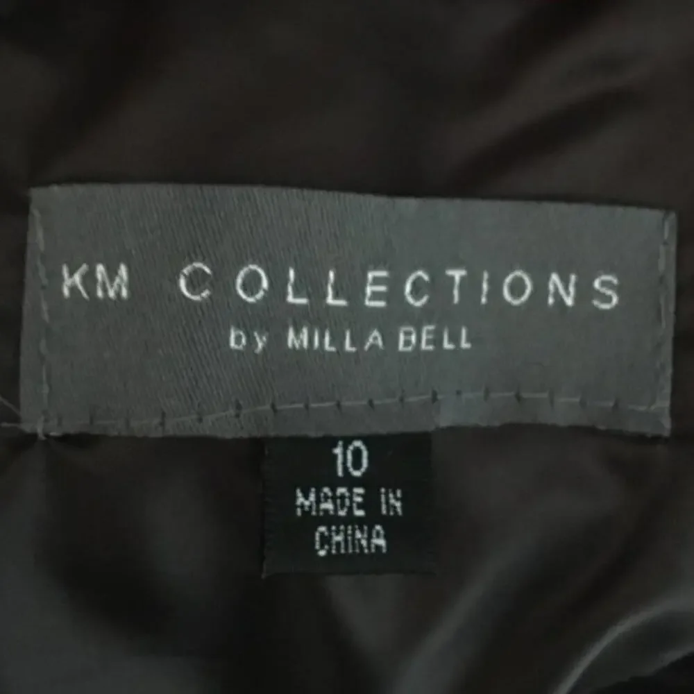 MILLA BELL 2 Piece Illusion Formal Dress Ruched Bodice 3D Flowers SZ 10